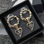 Chanel Classic Love Double C Logo Leopard Round Earrings