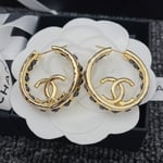 Chanel Gold Toned Metal With Cc Logo Earrings