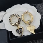 Chanel Classic Love Double C Logo Leopard Round Earrings