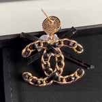 Chanel Cc Black Earrings