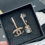 Chanel Cc And Perfume Bottle Hoop Earrings