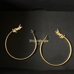 Saint Laurent YSL Logo Big Round Earrings Gold