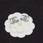 Chanel-Inspired Silver & Blue Stud Earrings