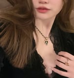 Chanel Domestic Necklace Gold Metal And Black Heart