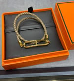 Hermes Roulis Double Tour Bracelet Khaki Gold Hardware