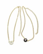 Chanel Logo Cc Necklace In Gold Metal And Silver Resin