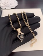 Chanel Domestic Necklace Gold Metal And Black Heart