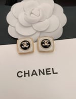 Classic Stud Earrings – Black | Monogram-Inspired Design