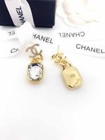 Chanel Gold Crystal Metal Strass Cc Earrings