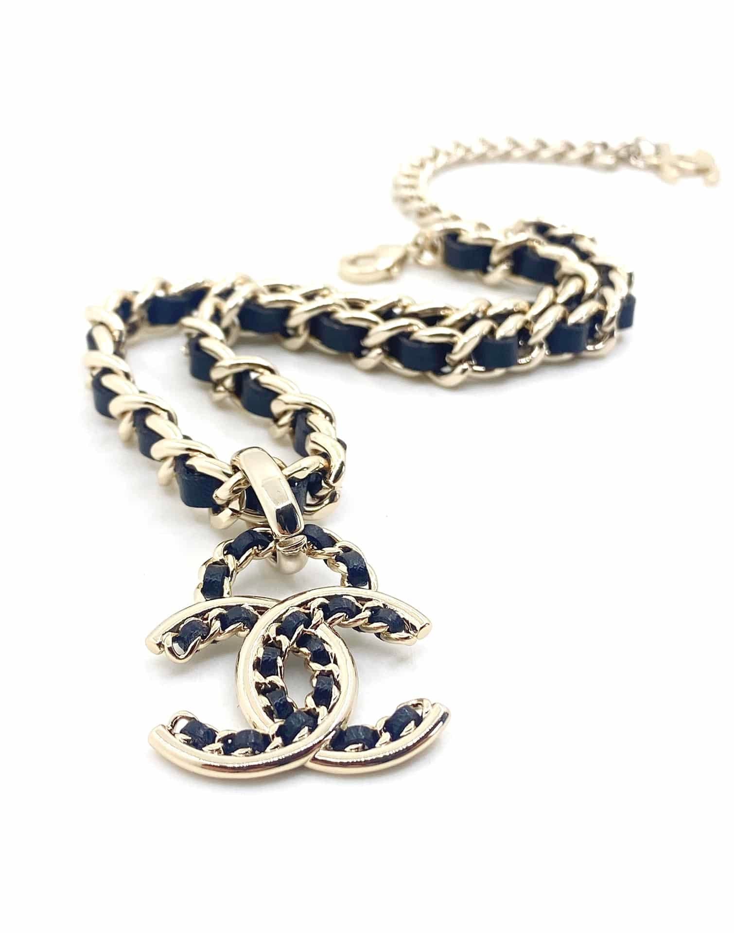 Chanel Metal Chain Cc Choker Necklace Gold