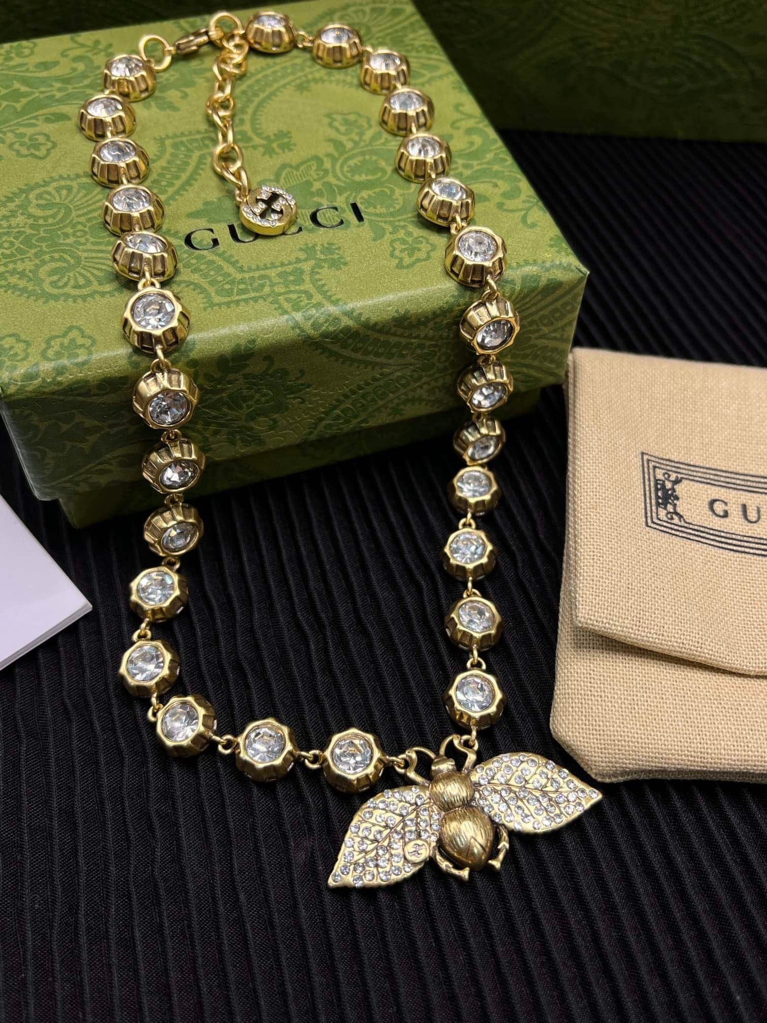 Gucci Bee Necklace With Crystals In Gold ‎629989 J1D50 8062