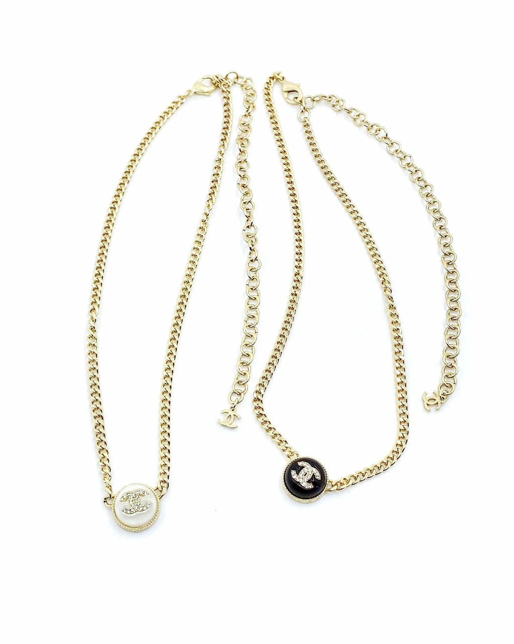 Chanel Logo Cc Necklace In Gold Metal And Silver Resin