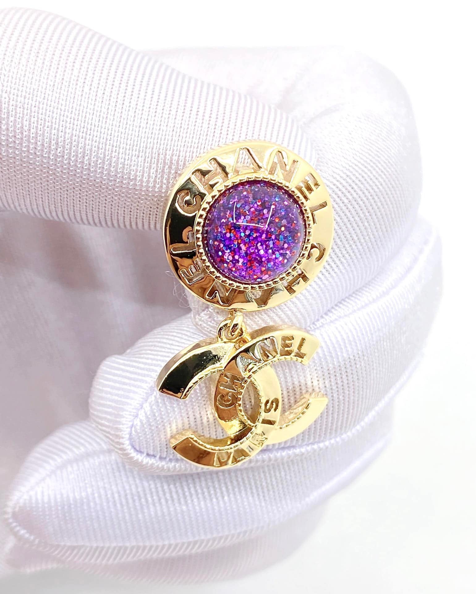 Chanel Purple Earrings