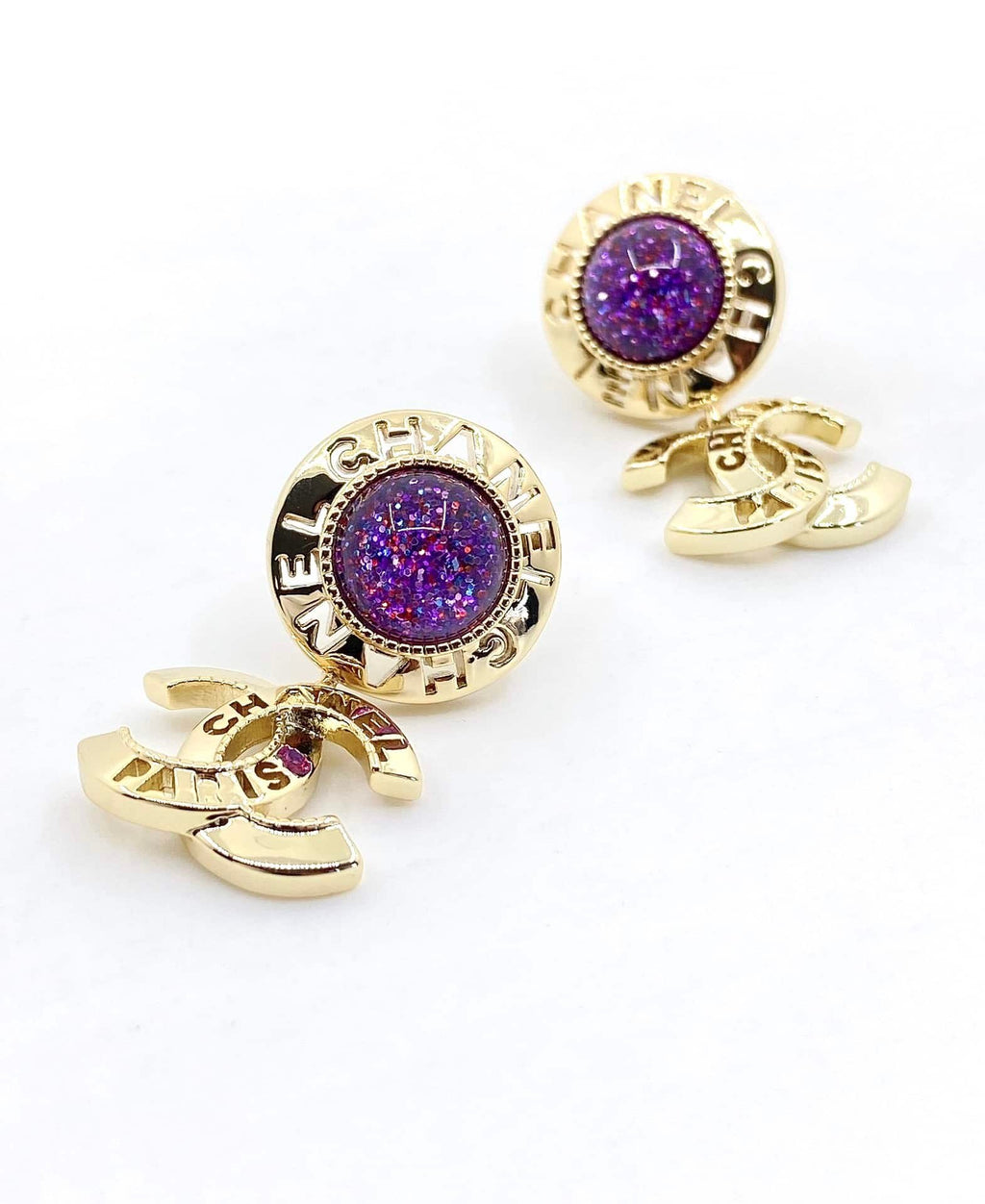 Chanel Purple Earrings