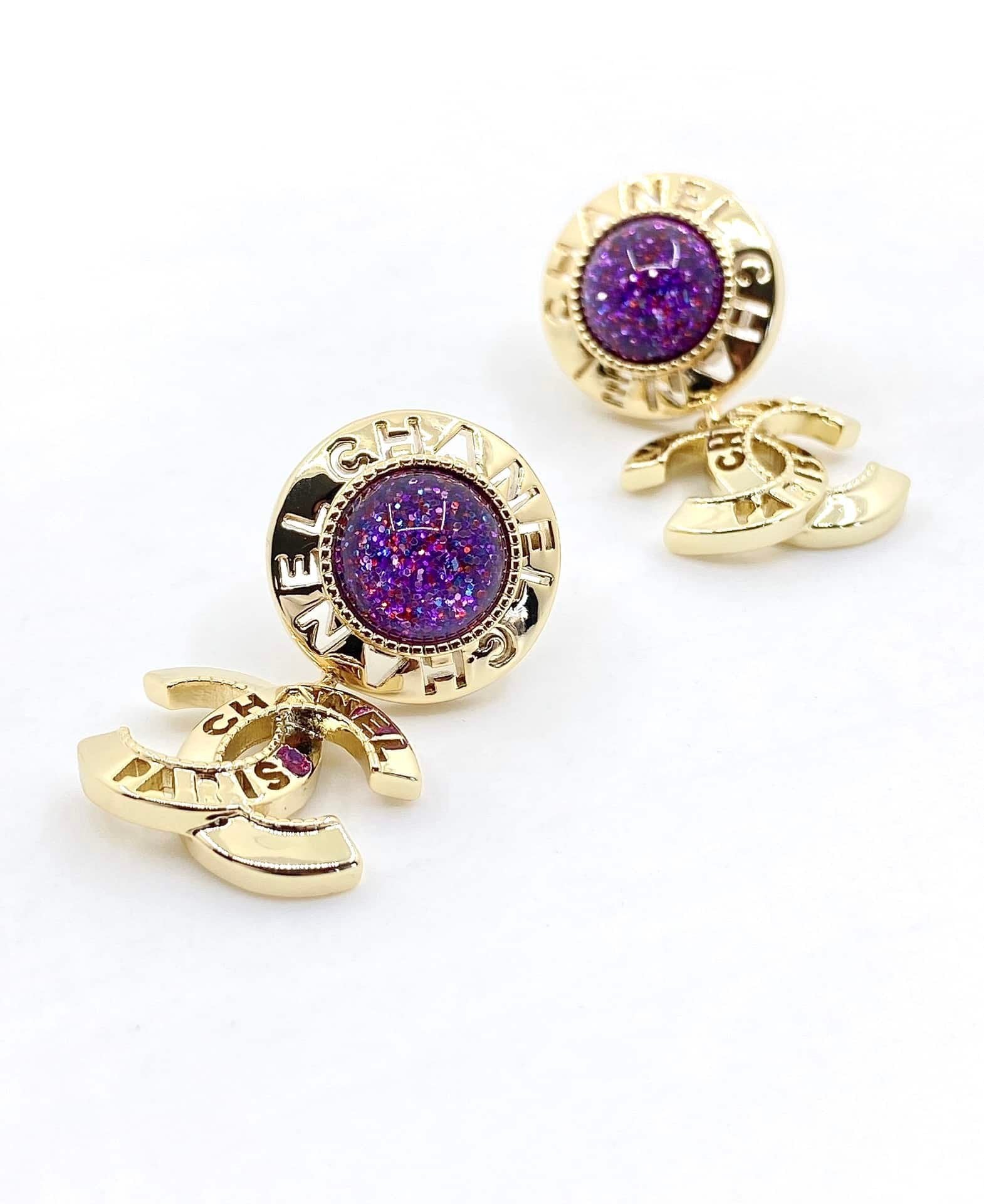 Chanel Purple Earrings