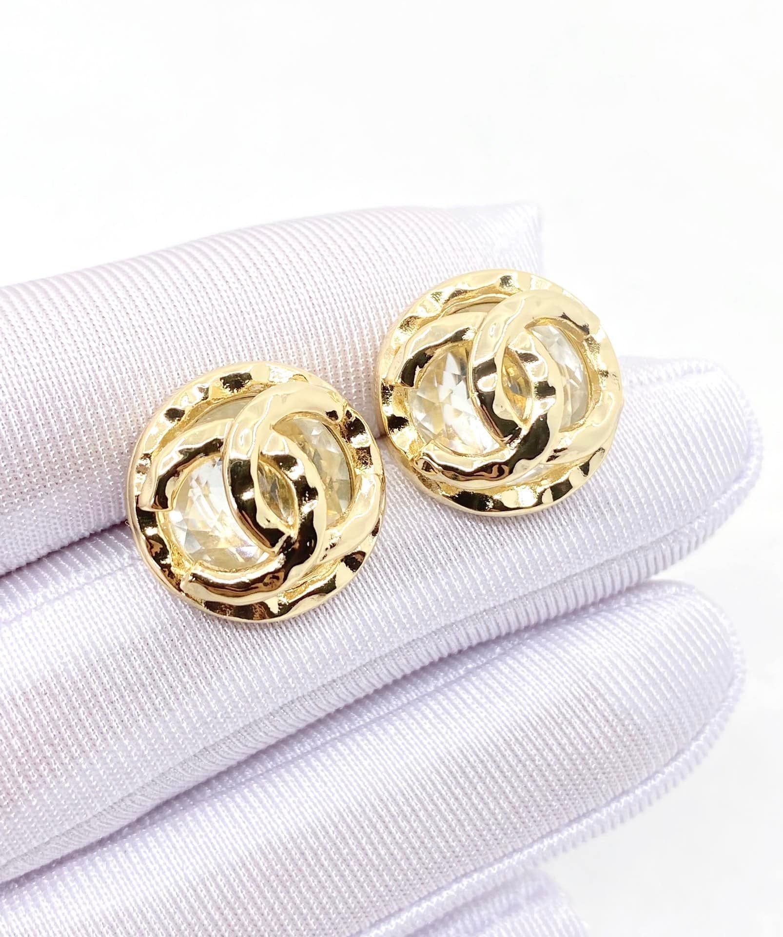 Chanel Cc Button Clip-On Earrings