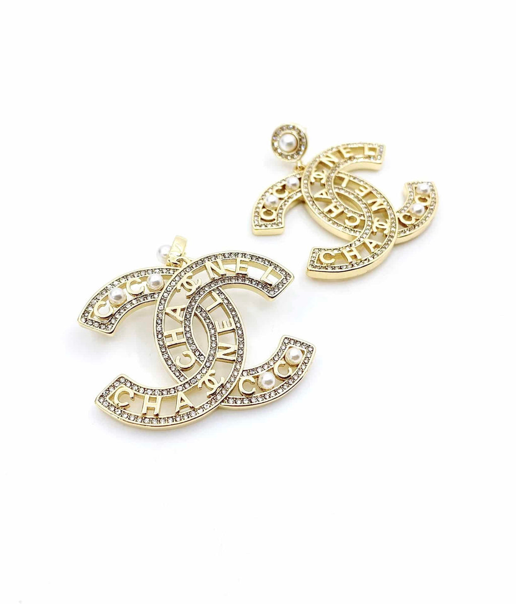 Chanel Cc Gold Earrings