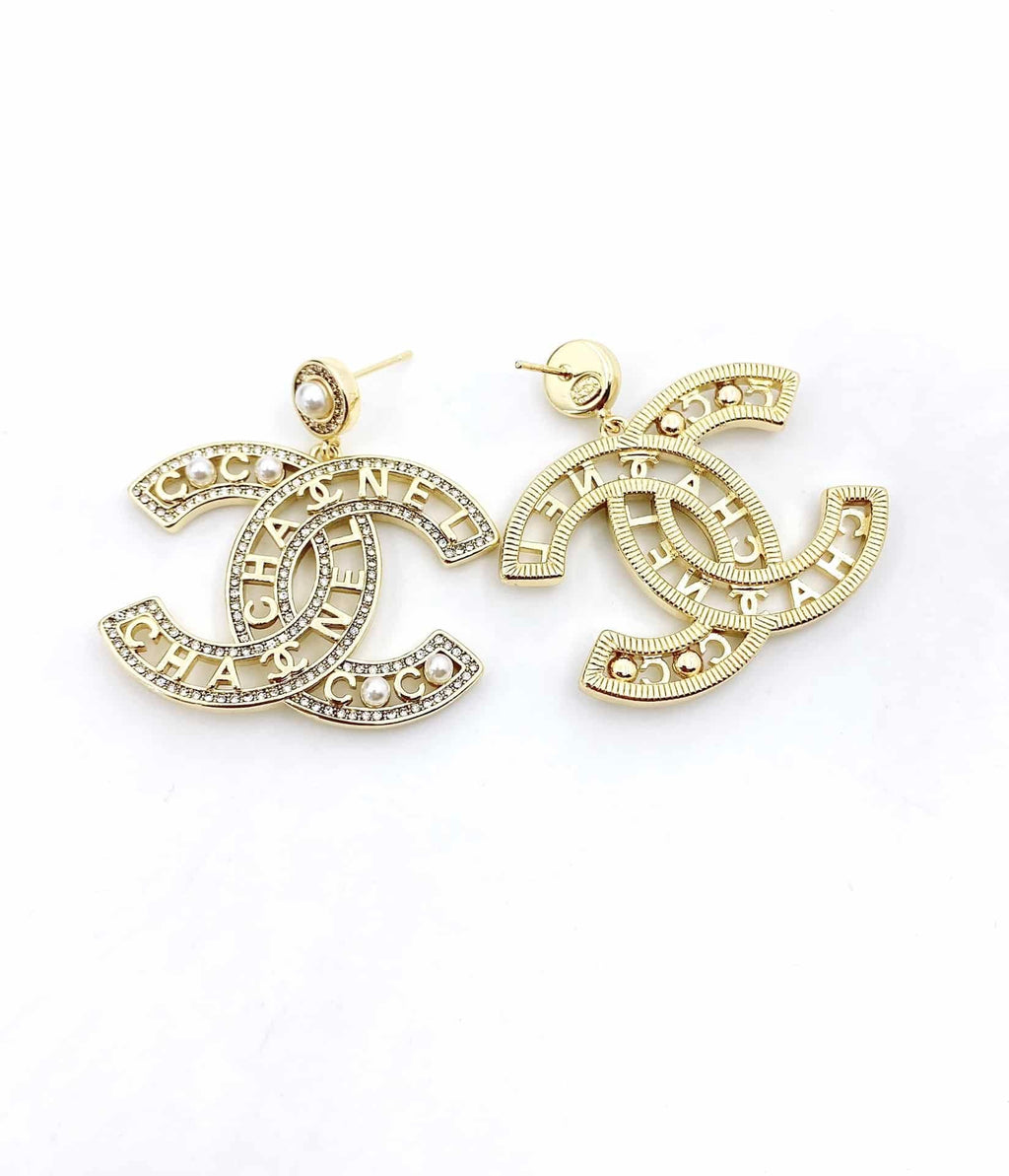 Chanel Cc Gold Earrings