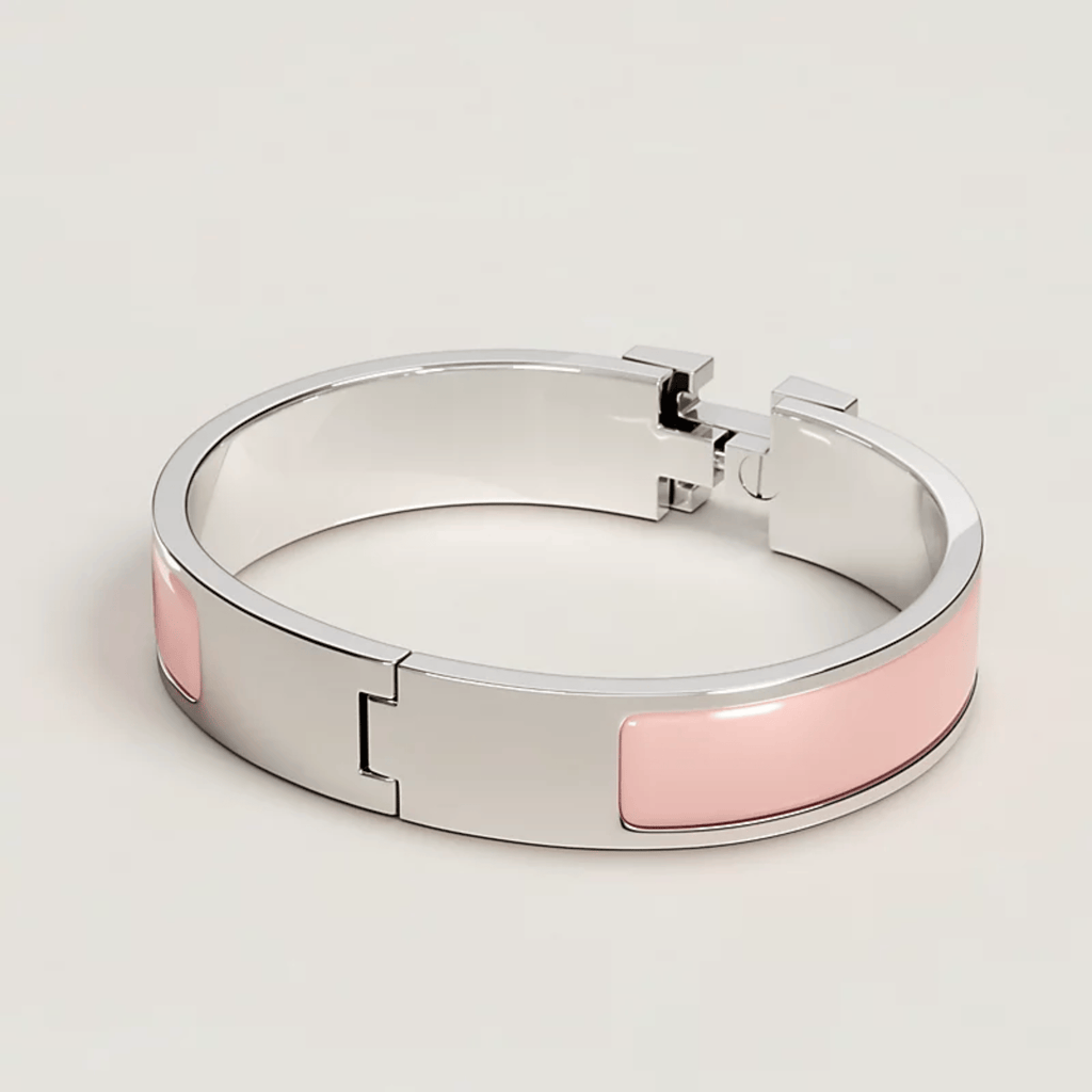 Hermes Clic H Bracelet in Silver and Pink