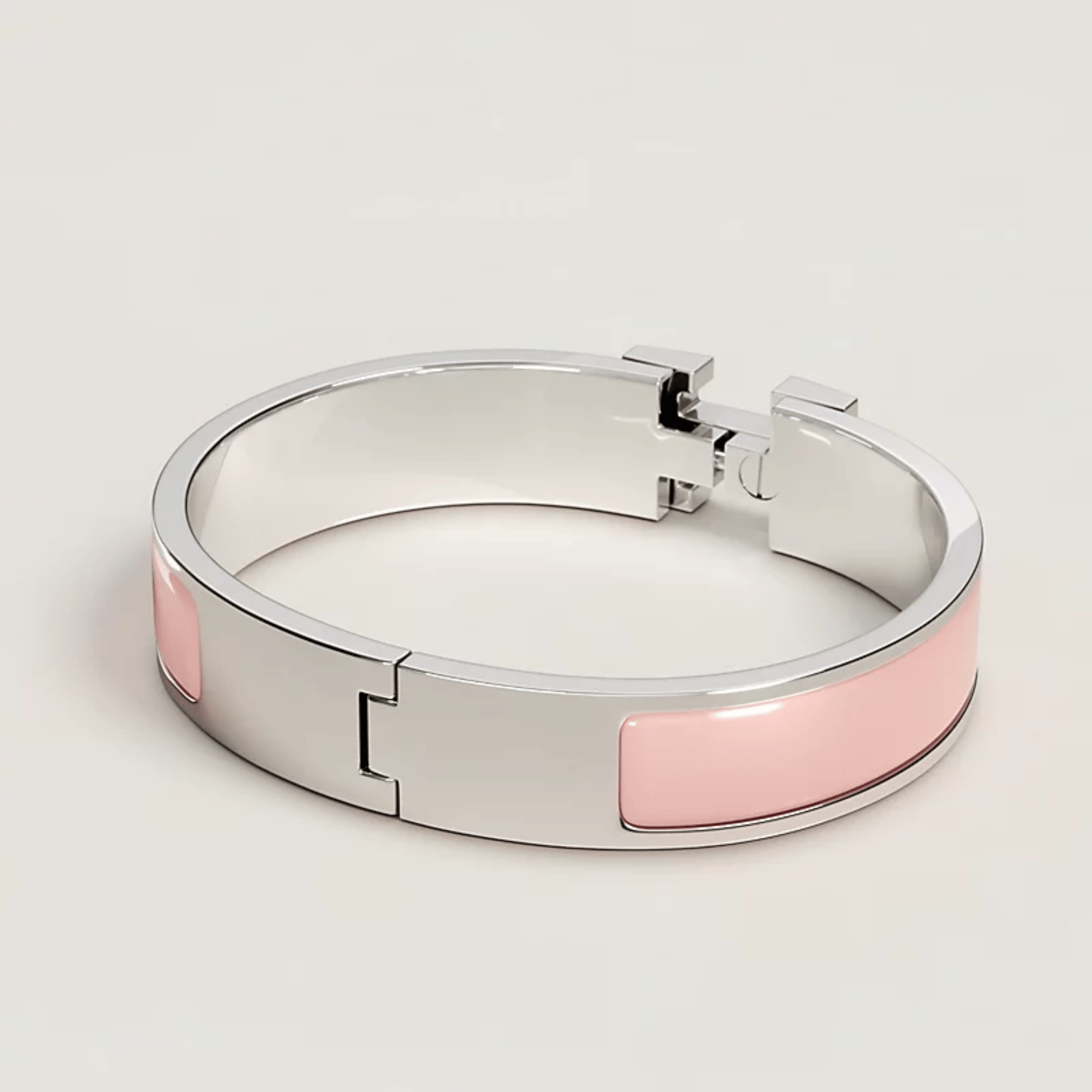 Hermes Clic H Bracelet in Silver and Pink