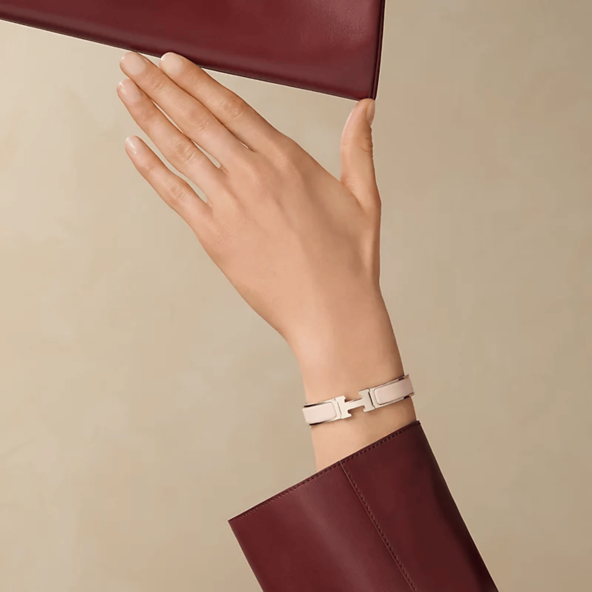 Hermes Clic H Bracelet in Silver and Pink