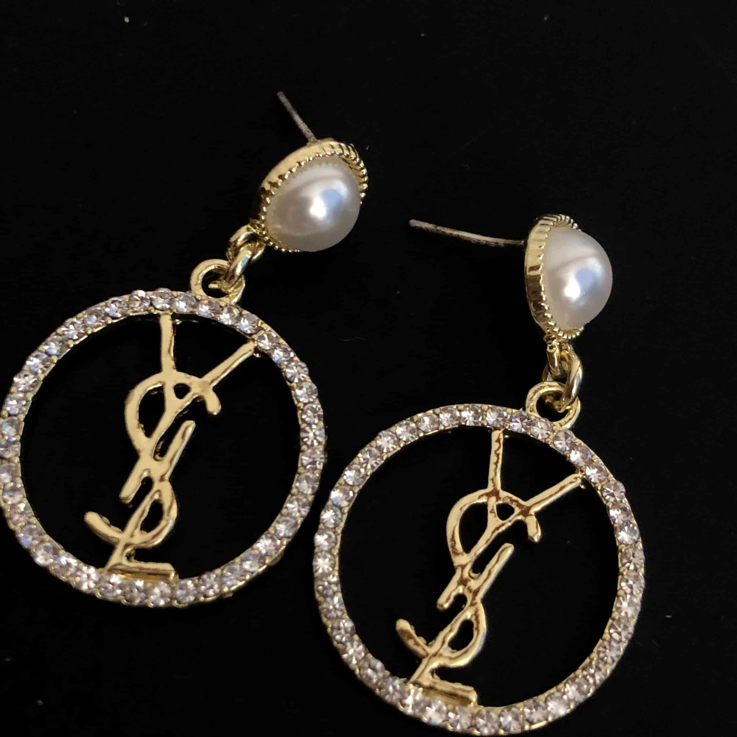 Saint Laurent Diamond And Pearl Earrings