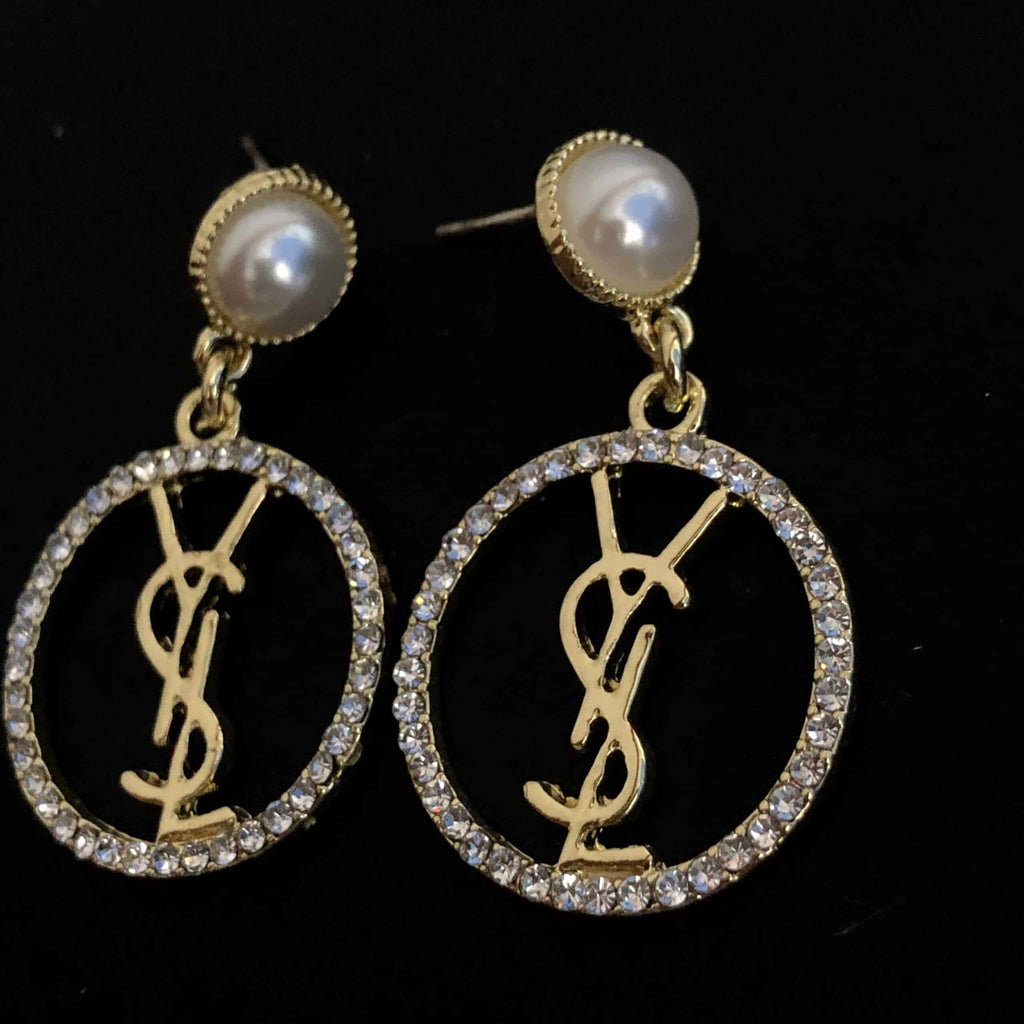 Saint Laurent Diamond And Pearl Earrings