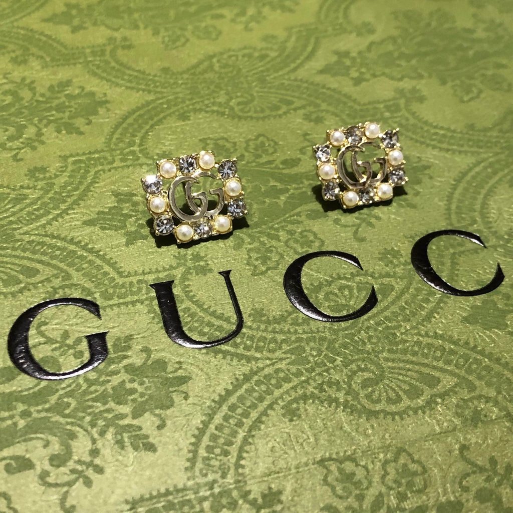 Gucci Gg Dinamond And Pearl Earrings