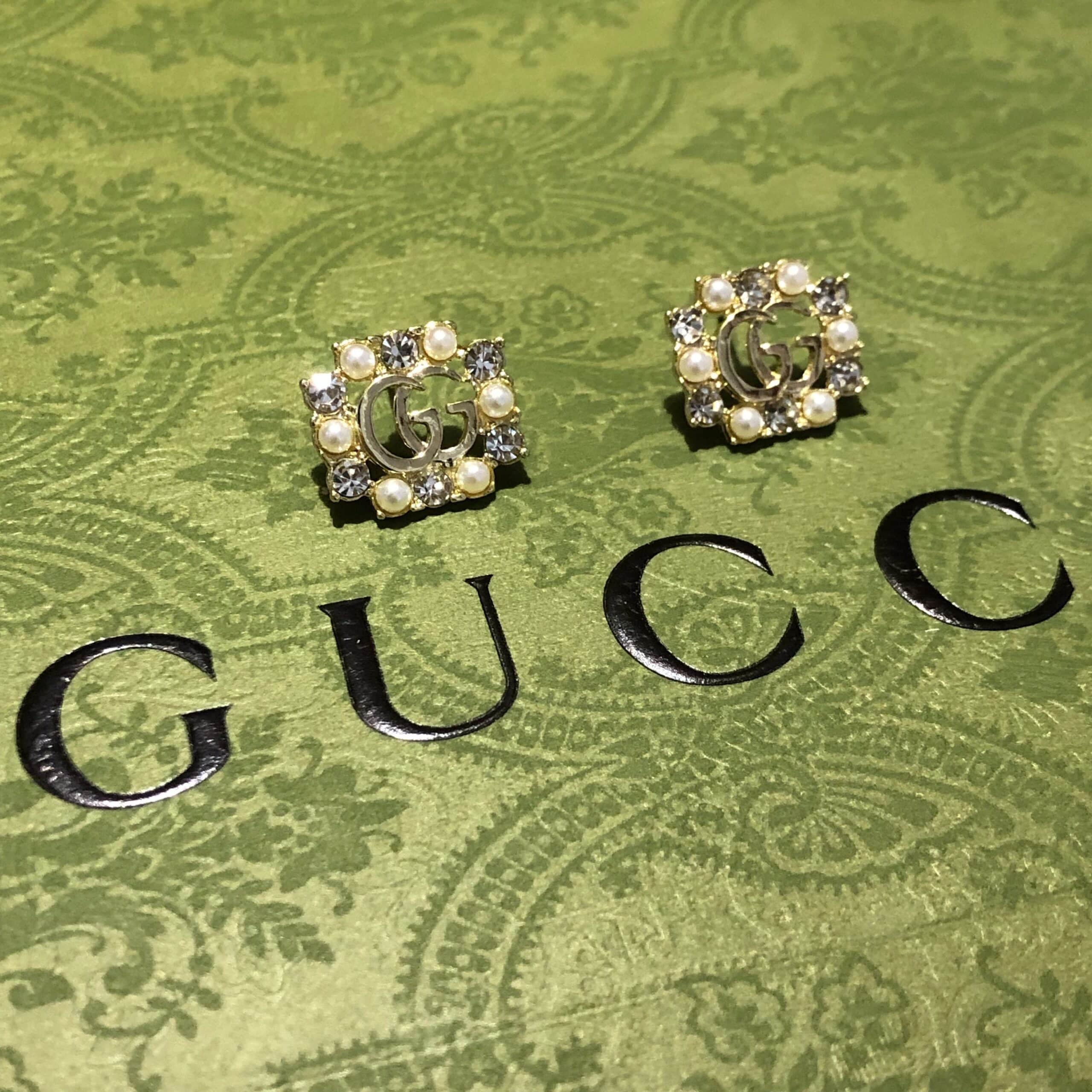 Gucci Gg Dinamond And Pearl Earrings