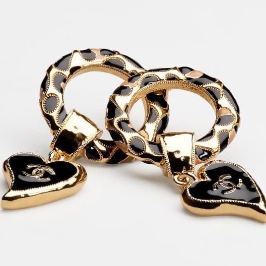 Chanel Classic Love Double C Logo Leopard Round Earrings