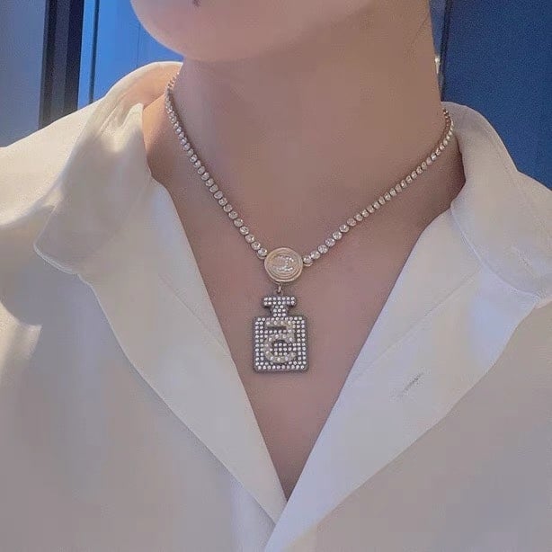 Chanel Resin Crystal Cc No 5 Perfume Bottle Necklace