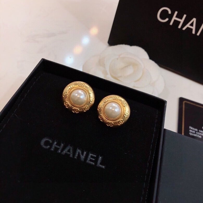 Chanel Button Gold Earrings