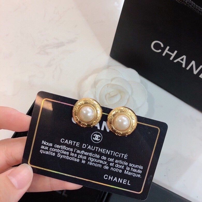 Chanel Button Gold Earrings