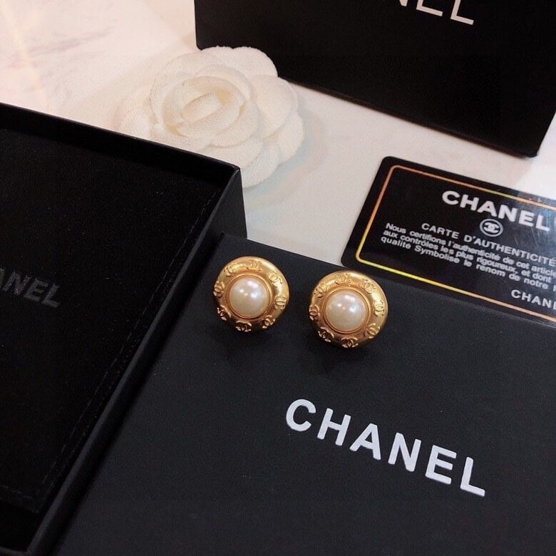 Chanel Button Gold Earrings