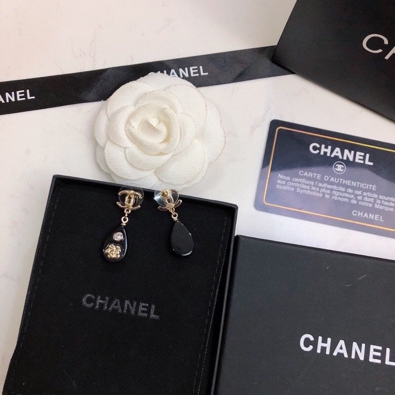 Chanel Cc Black Earrings