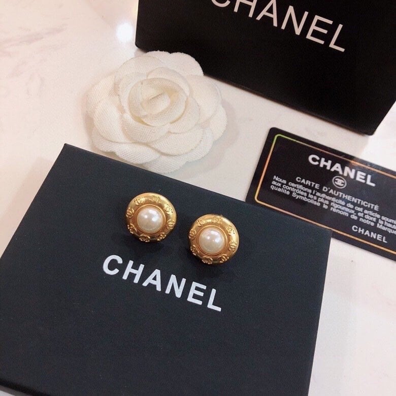 Chanel Button Gold Earrings