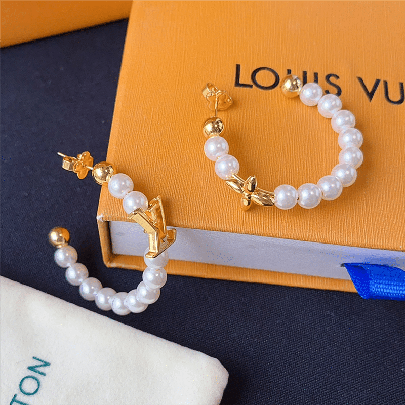 Louis Vuitton My Lv Pearl Earrings Gold M01988