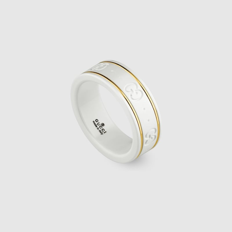 Gucci Icon Ring With Yellow Gold Interlocking G White