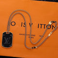 Louis Vuitton Monogram Eclipse Plate Necklace