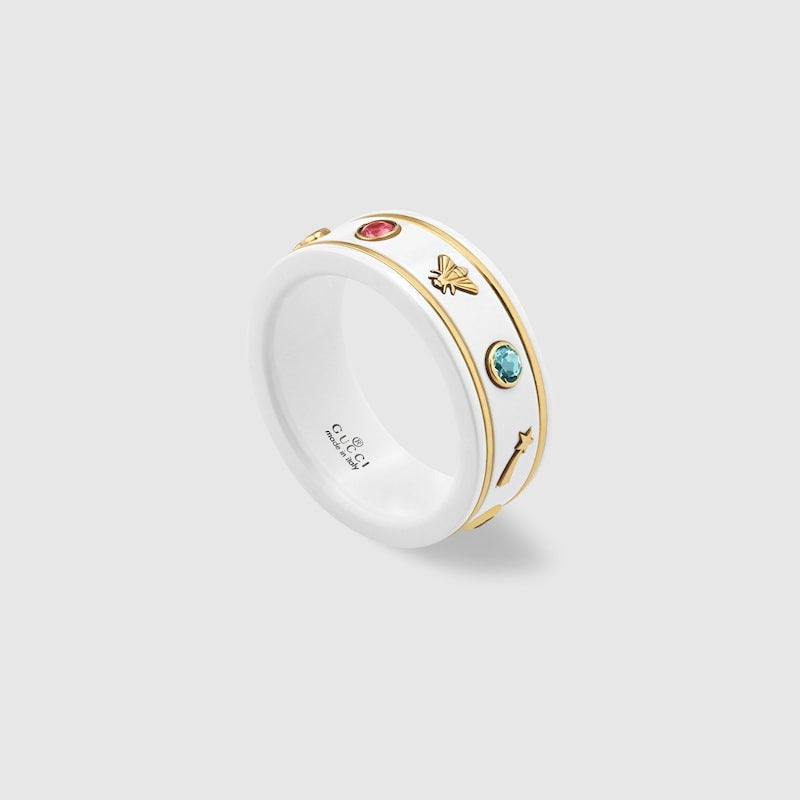 Gucci Icon Ring With Gemstones White