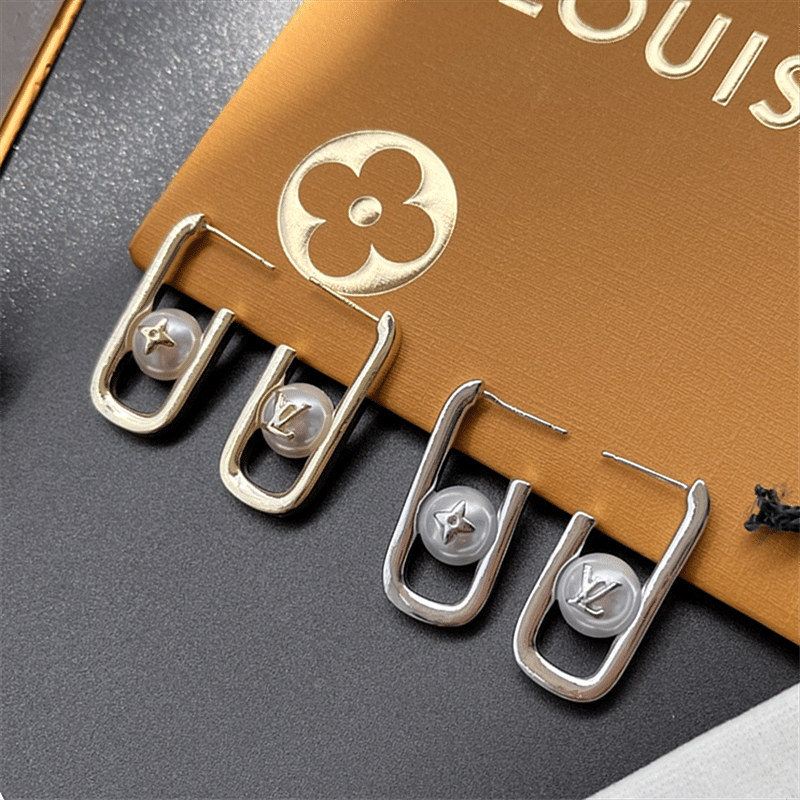 Louis Vuitton My Lv Chain Pearls Earrings Silver