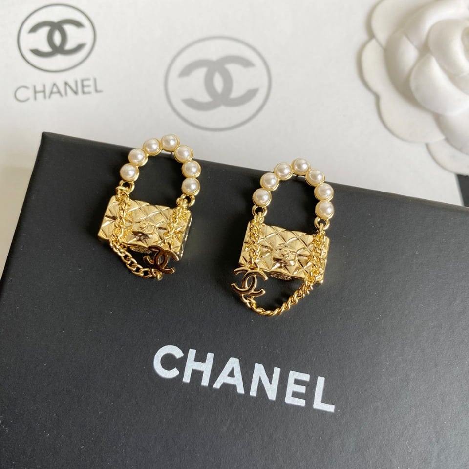 Chanel Lock Gold Earrings