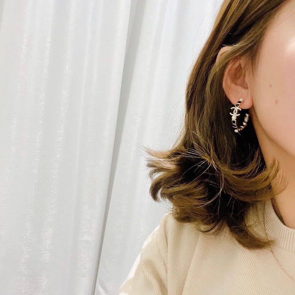 Chanel Gold &Amp; Black Metal Hoop Earrings
