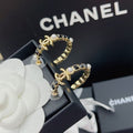 Chanel Gold &Amp; Black Metal Hoop Earrings